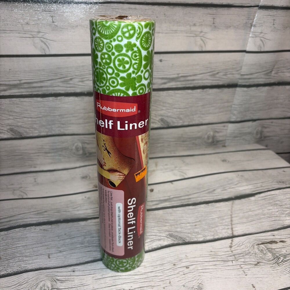 Rubbermaid Shelf Liner Vintage 1976 Groovy Floral Lime Green 10 Feet NEW 1607